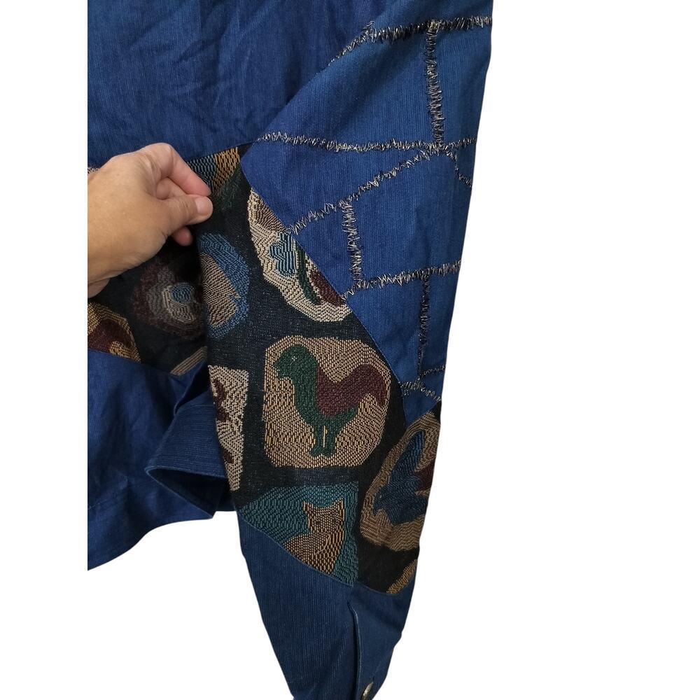 3228) Vtg Howard Wolf Dallas Tapestry Floral Animal Cropped Denim Jacket Sz 12 - Picture 3 of 7